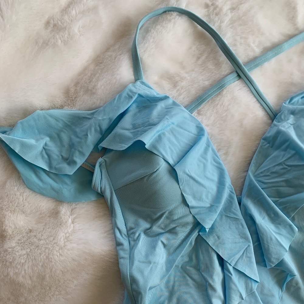 Kenneth Cole Off Shoulder Ruffle One Piece NEW - Picture 4 of 9